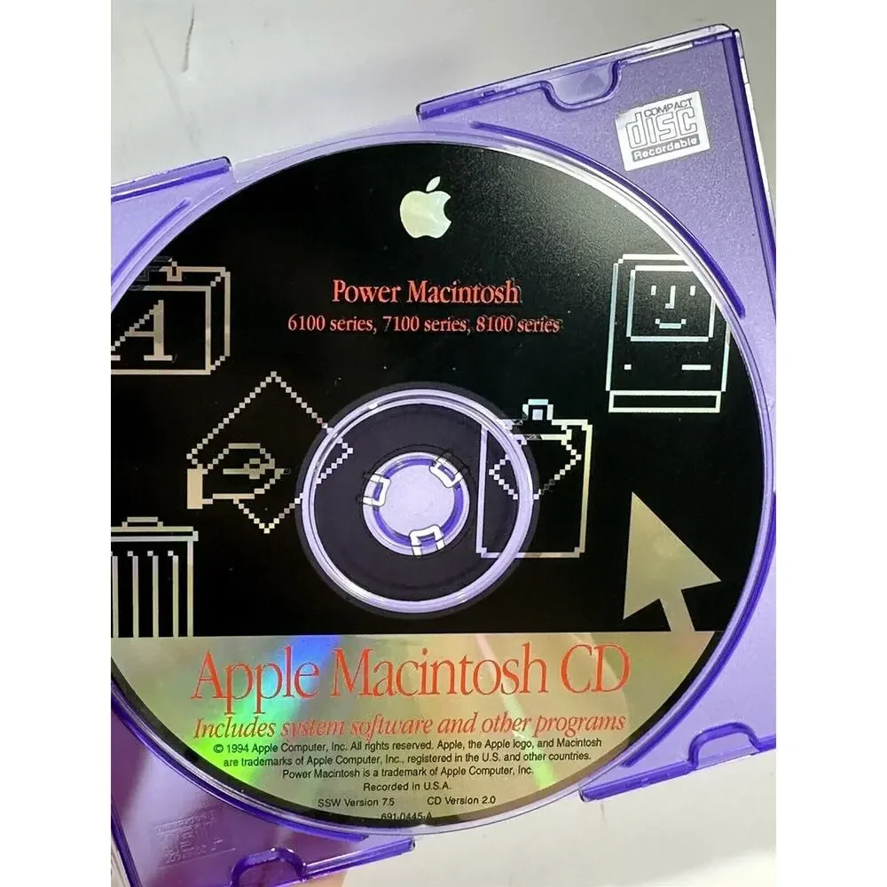 Vintage Apple Macintosh v. 7.5 CD for Power Macintosh 6100,‎ 7100, 8100; 1994